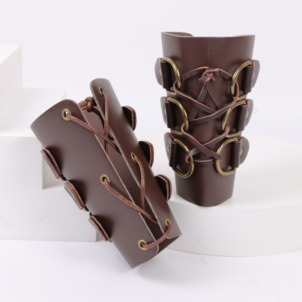 Leather Bracelet - Średniowieczne Skórzane Długie Rękawice Łucznicze Steampunk
