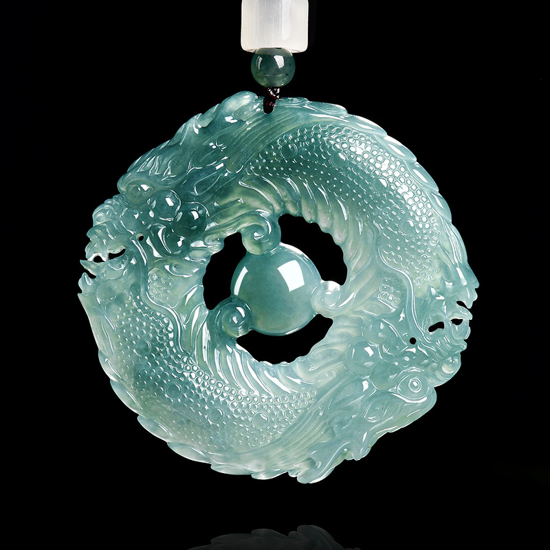 Jewelry & Watches Bench - Naturalny Prawdziwy Szmaragdowy Niebieski Jadeitowy Wisiorek