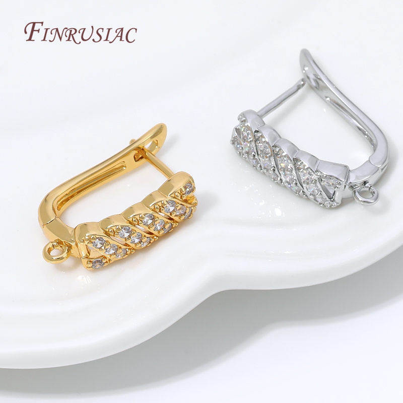Hoop Earrings - Złote kolczyki koła (huggie) z cyrkoniami,