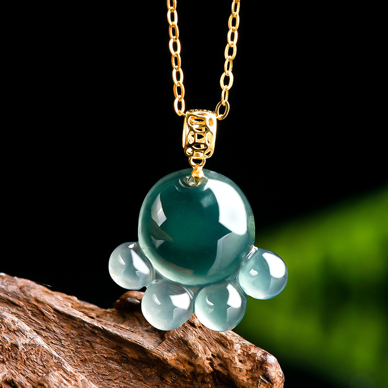 Jewelry & Watches Bench - Naturalny Prawdziwy Szmaragdowy Niebieski Jadeitowy Wisiorek